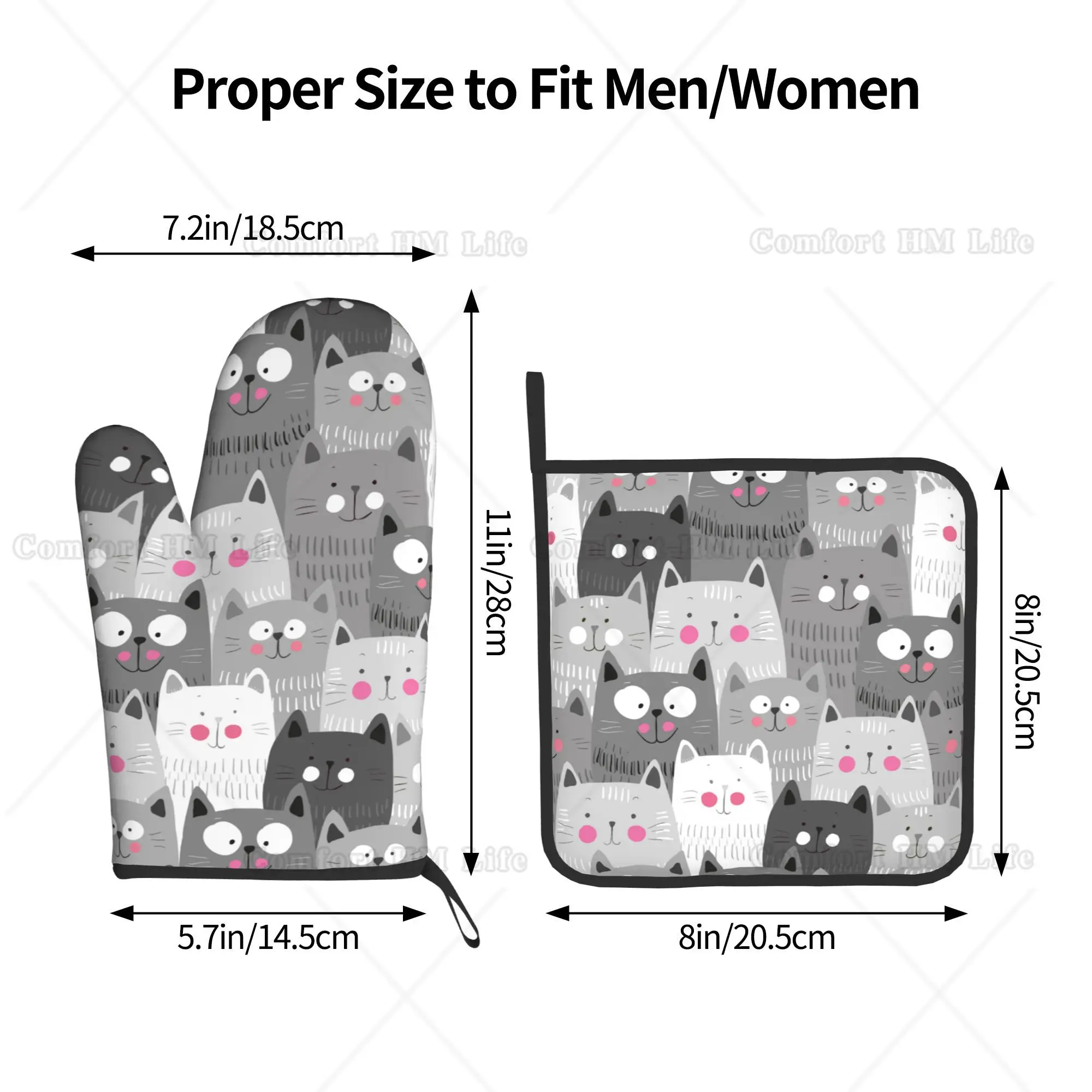 Cute Cats Oven Mitts and Pot H - Kitchen Baking Counter ulasan dan harga
