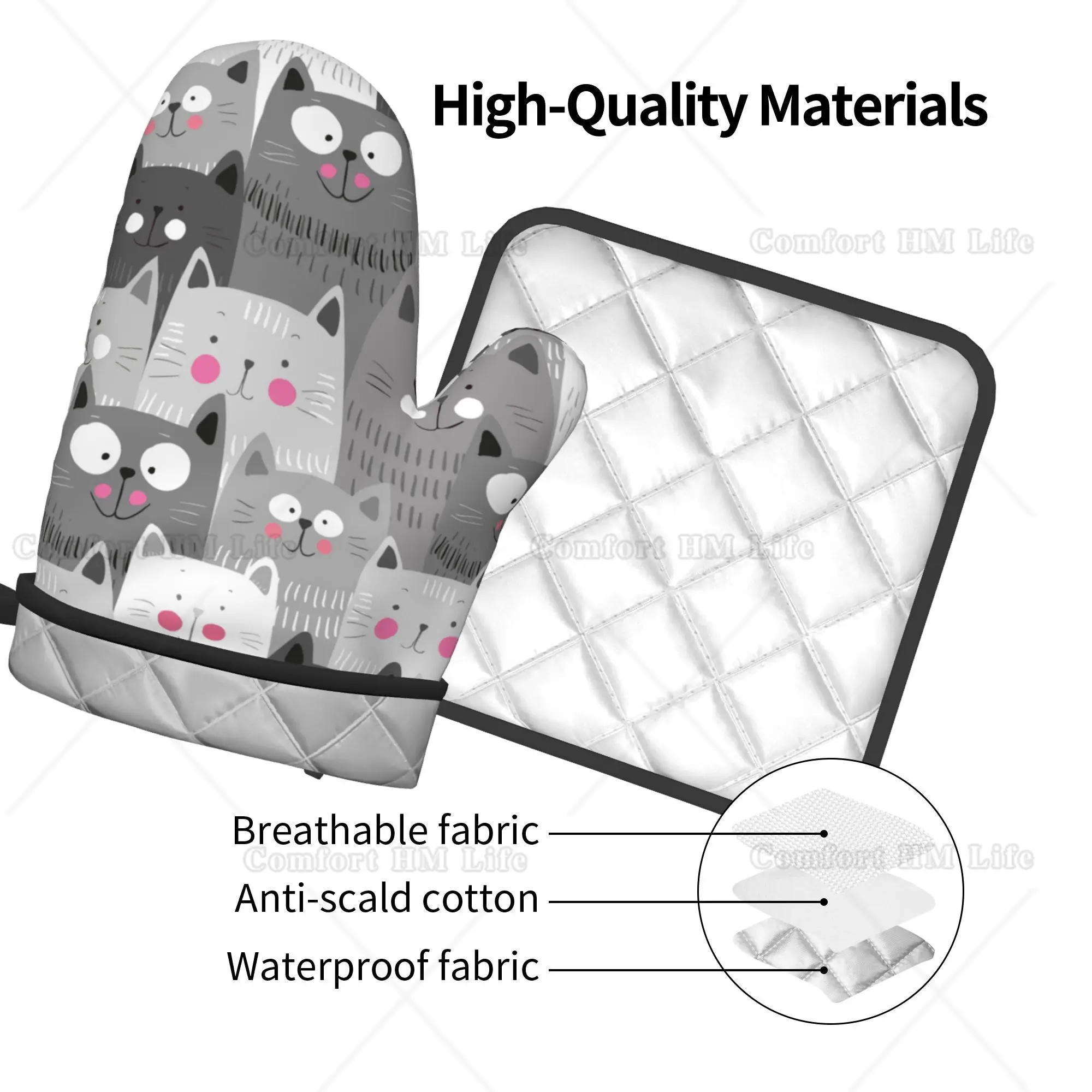 Cute Cats Oven Mitts and Pot H - Kitchen Baking Counter ulasan dan harga