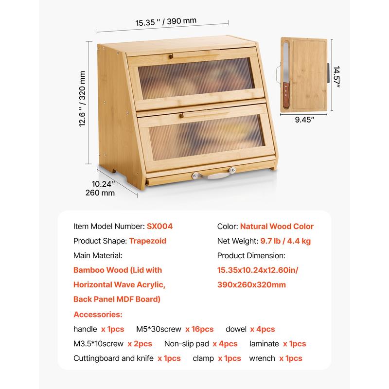 Double Layer Bread Box for Kit - Kitchen Baking Counter ulasan dan harga