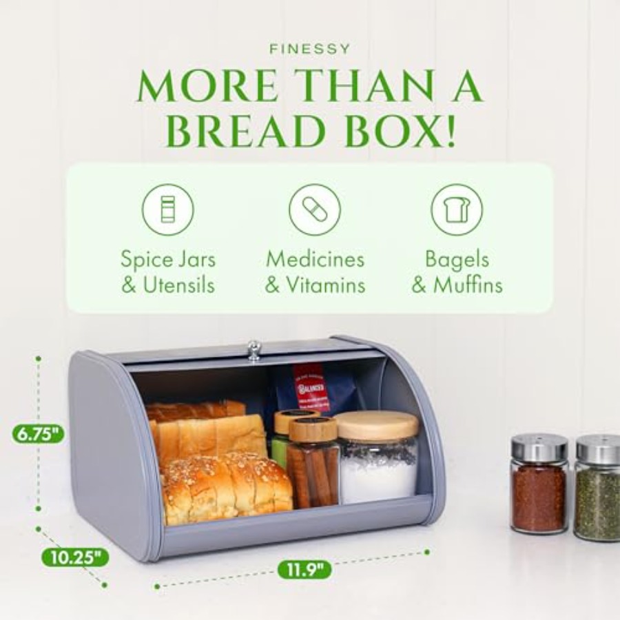 Modern Metal Bread Box for Kit - Kitchen Baking Counter ulasan dan harga