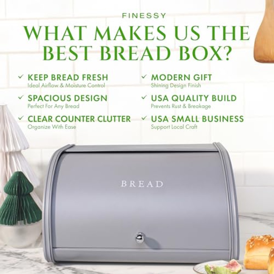 Modern Metal Bread Box for Kit - Kitchen Baking Counter ulasan dan harga