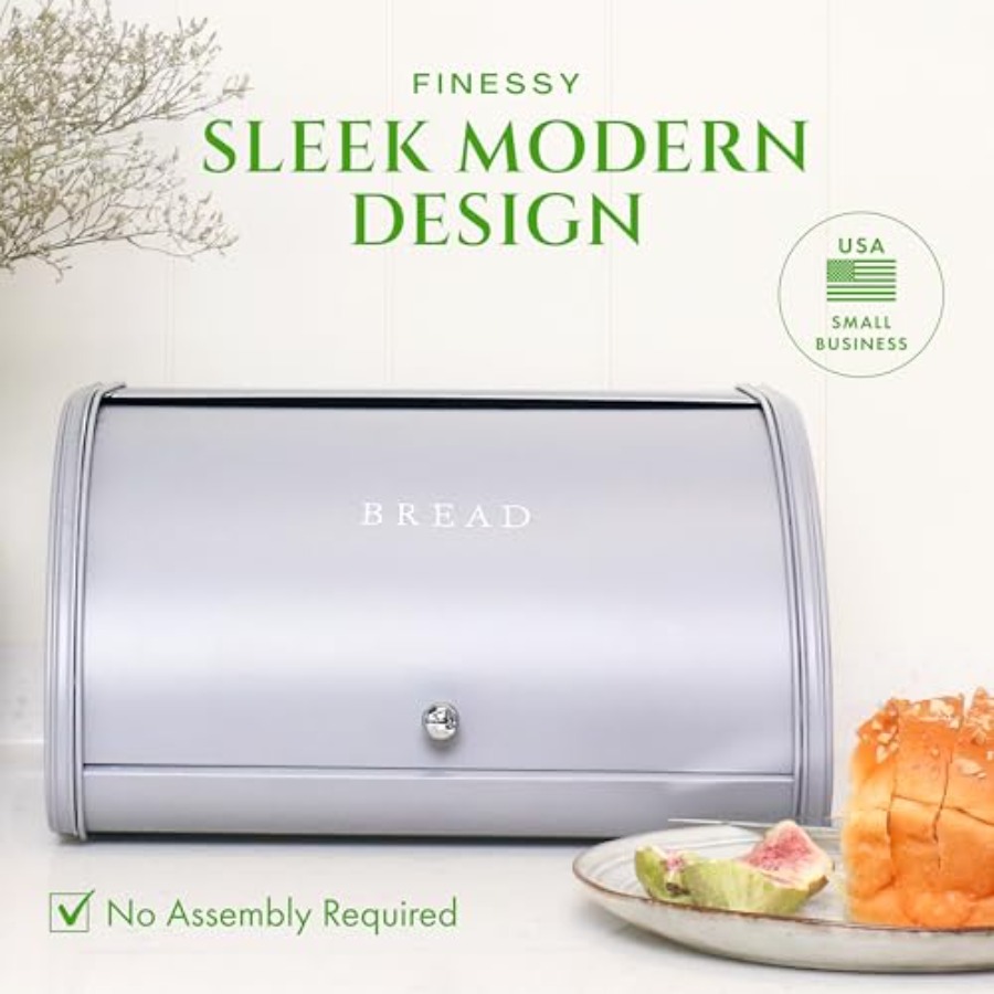 Modern Metal Bread Box for Kit - Kitchen Baking Counter ulasan dan harga