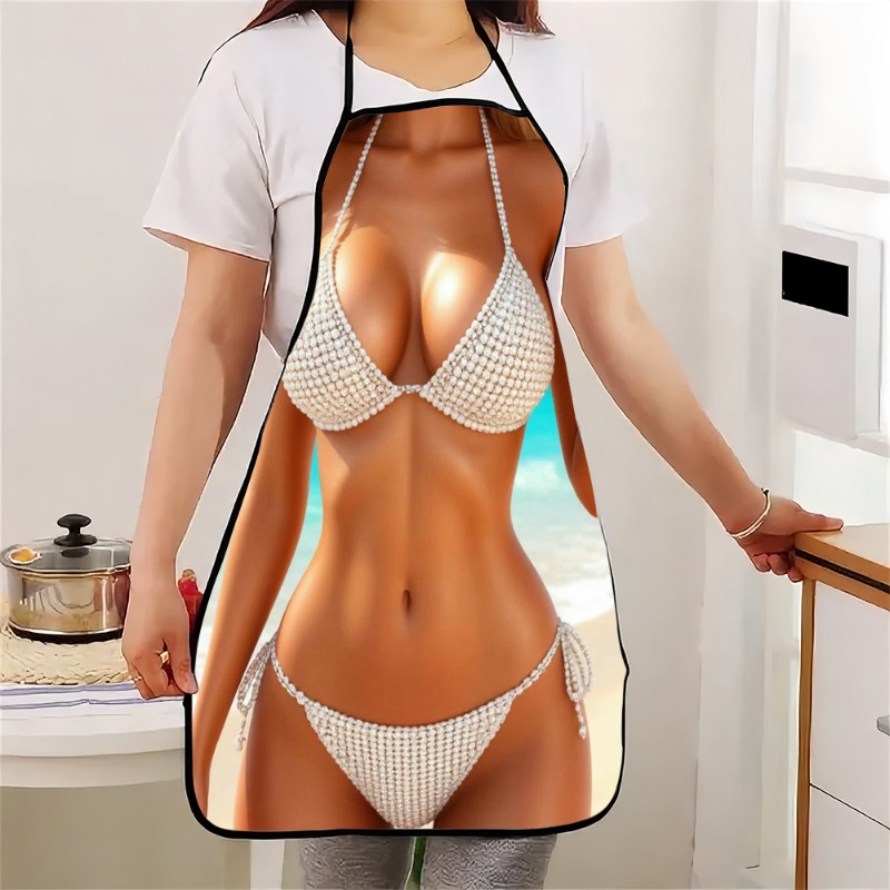 1pc Bikini Print Apron - Styli - Baking Kitchen At Home ulasan dan harga