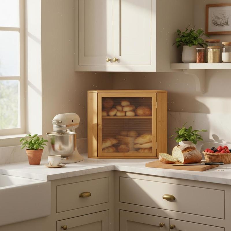 Corner Bread Box for Kitchen C - Kitchen Baking Counter ulasan dan harga