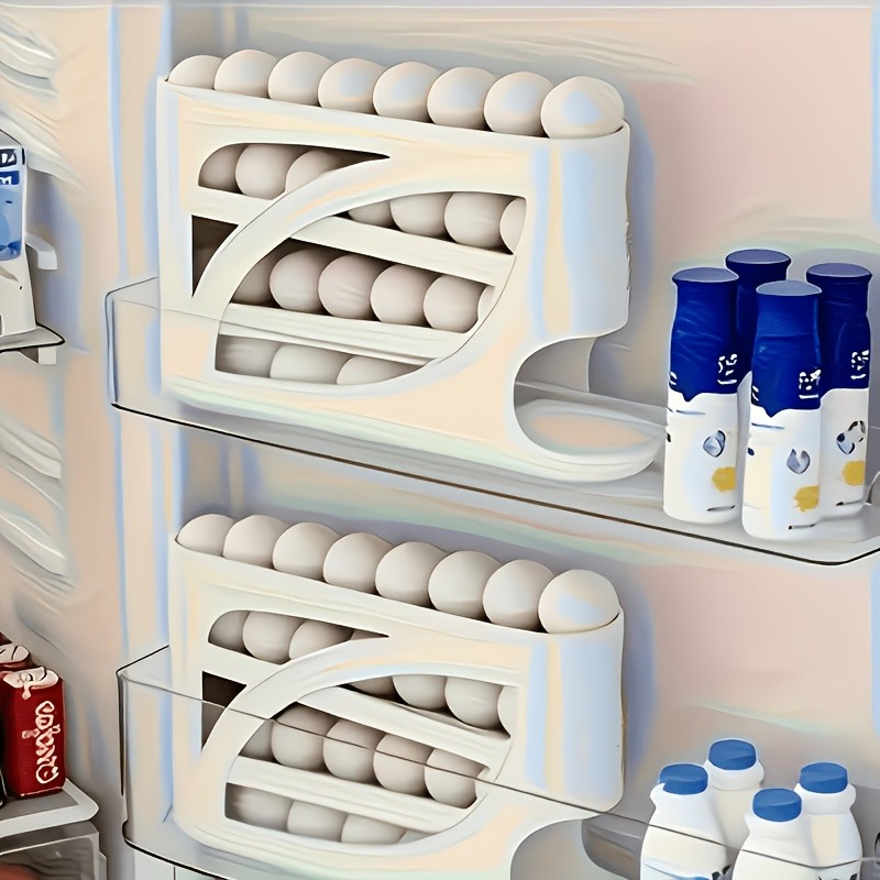 1Pcs Auto Rolling Egg Dispense - Kitchen Baking Tray Storage ulasan dan harga