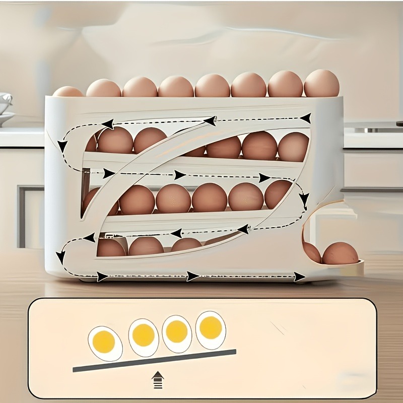1Pcs Auto Rolling Egg Dispense - Kitchen Baking Tray Storage ulasan dan harga