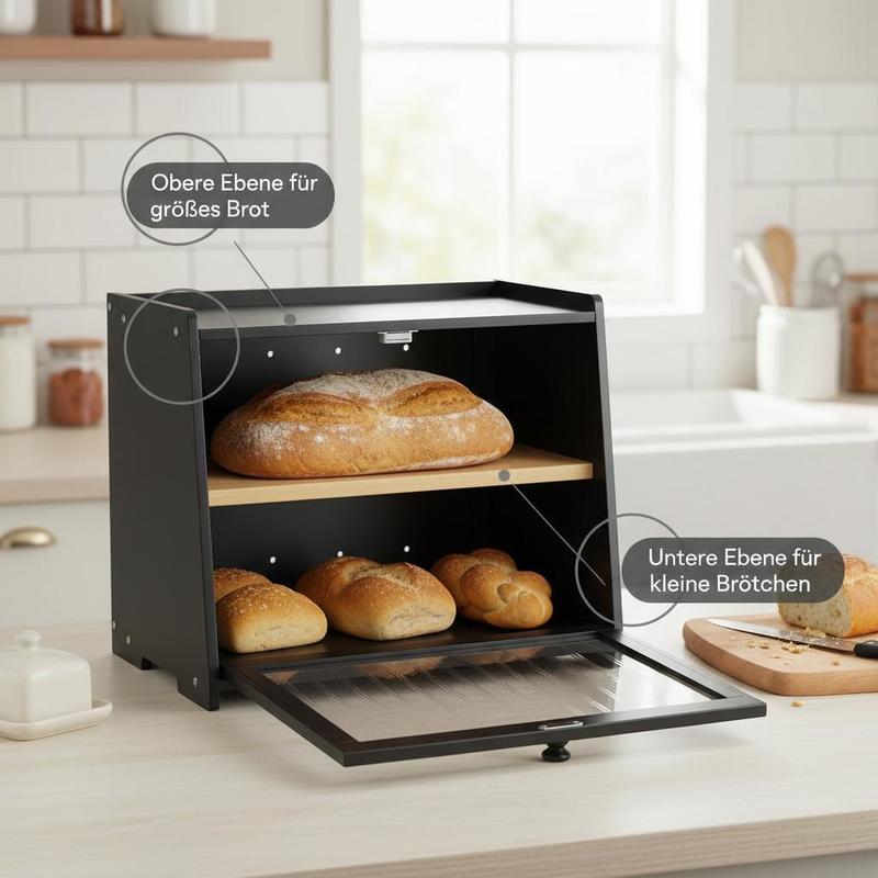Double Layer Bread Box for Kit - Kitchen Baking Counter ulasan dan harga