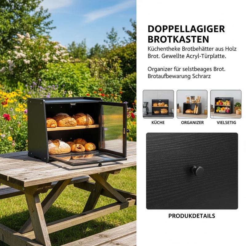 Double Layer Bread Box for Kit - Kitchen Baking Counter ulasan dan harga