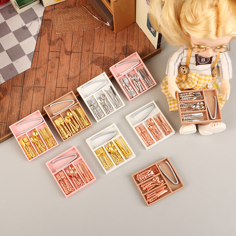 1Set 1:12 Dollhouse Mini Knife - Kitchen Baking Tray Storage ulasan dan harga