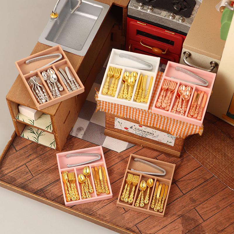 1Set 1:12 Dollhouse Mini Knife - Kitchen Baking Tray Storage ulasan dan harga