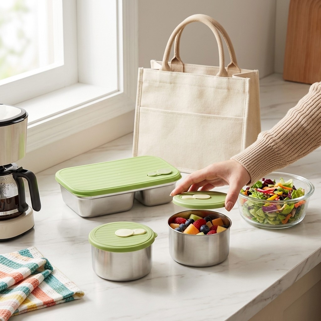 Microwave Safe 304 Stainless S - Kitchen Baking Tray Storage ulasan dan harga