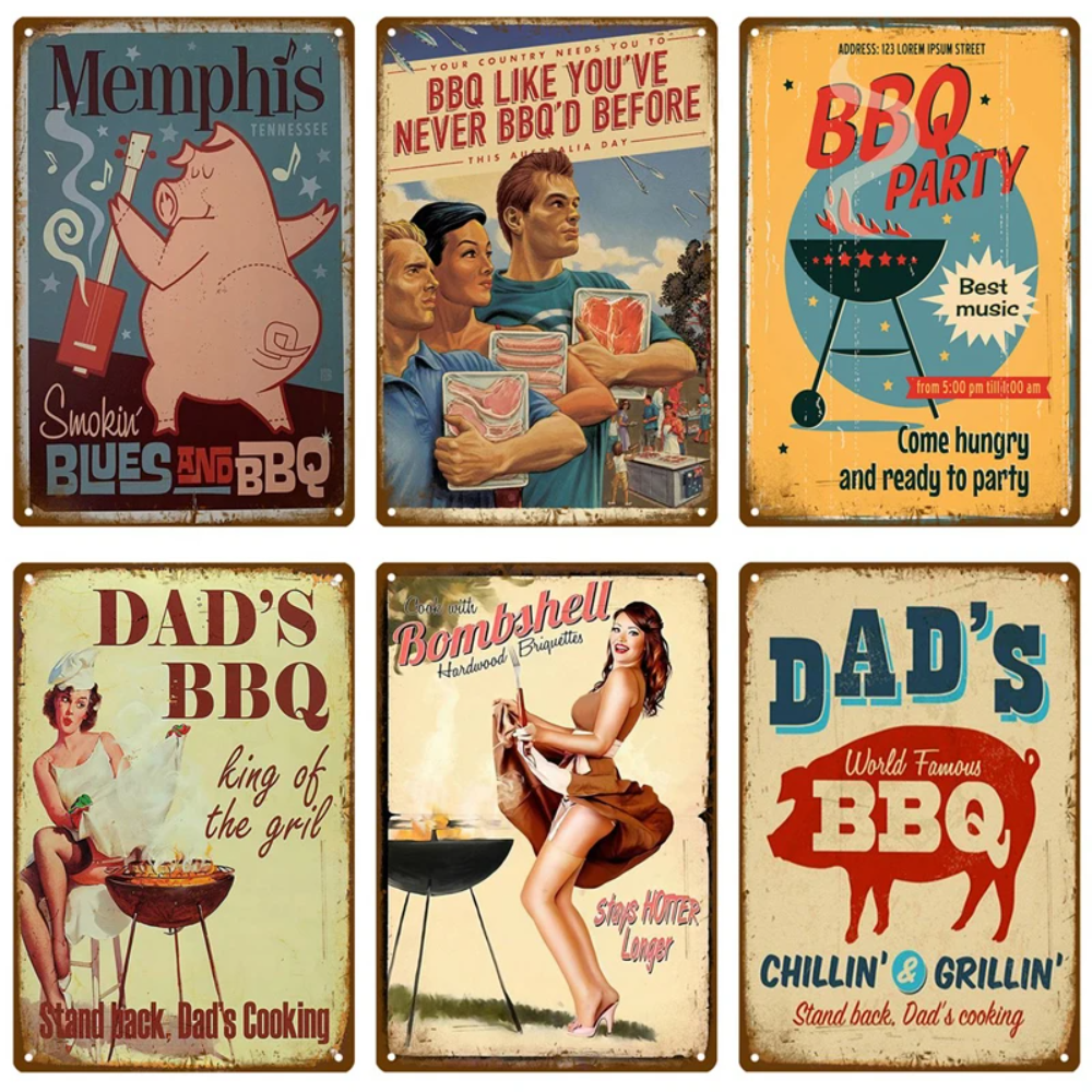 Retro BBQ Sign - Vintage Wall  - Kitchen Queen ulasan dan harga
