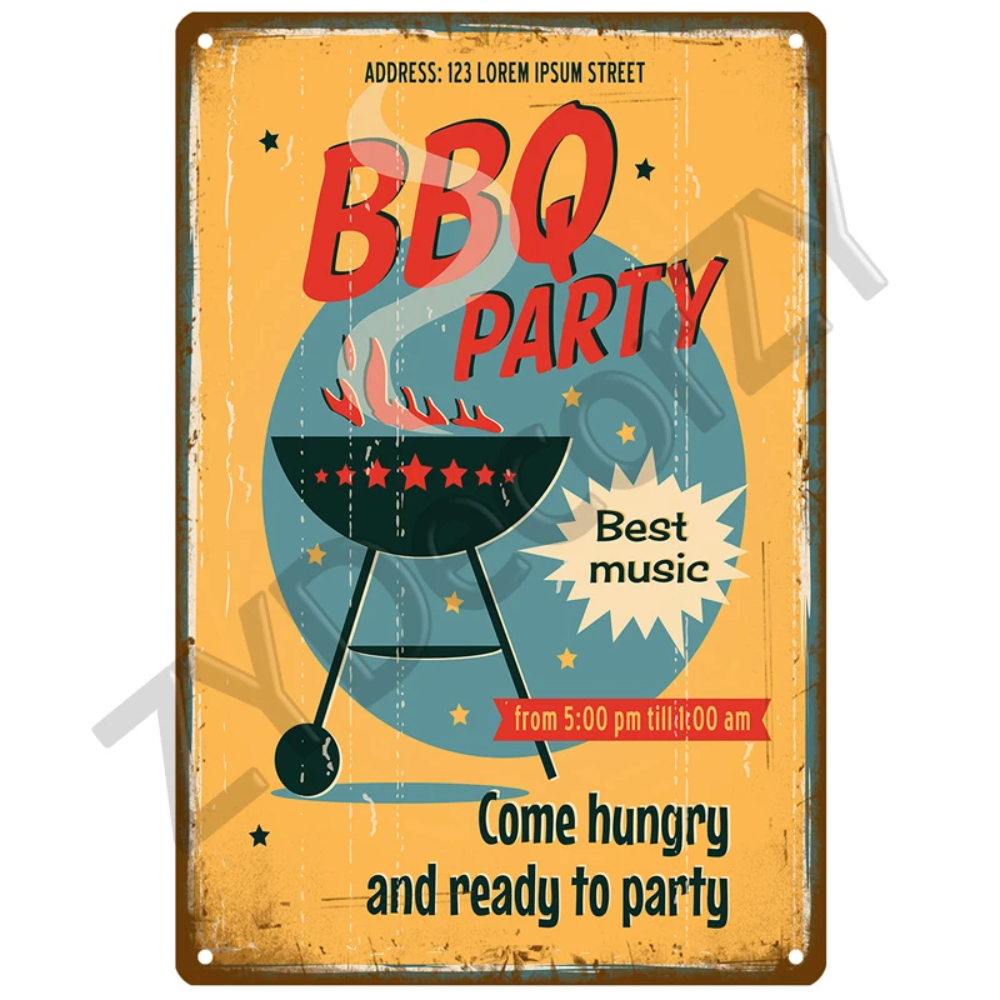 Retro BBQ Sign - Vintage Wall  - Kitchen Queen ulasan dan harga